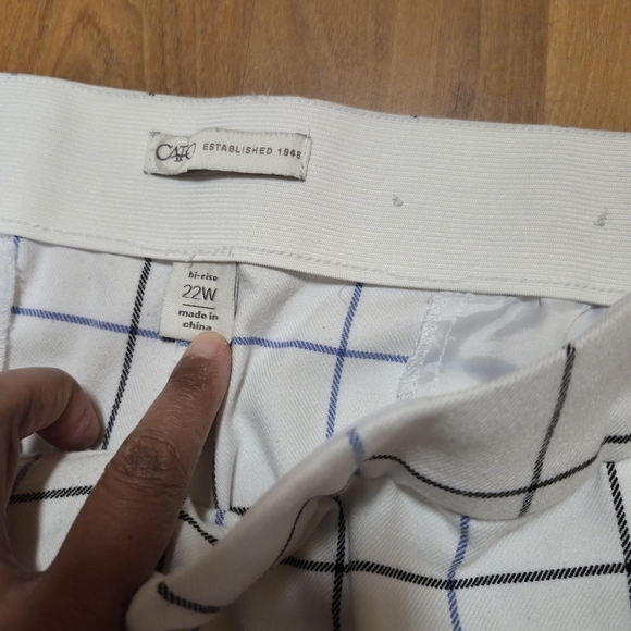Cato Womens White and Blue Grid Dress Slacks - Picture 3 of 3